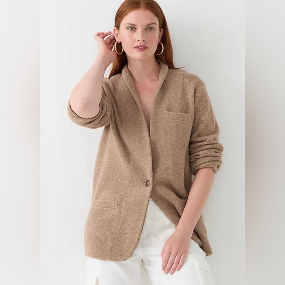 J. Crew Women's Cocoon Sweater Blazer BA551 Heather Mushroom Size Small NWT